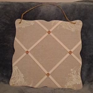 Canvas Ribbon Photo Memo Frame | Color: Beige & cream